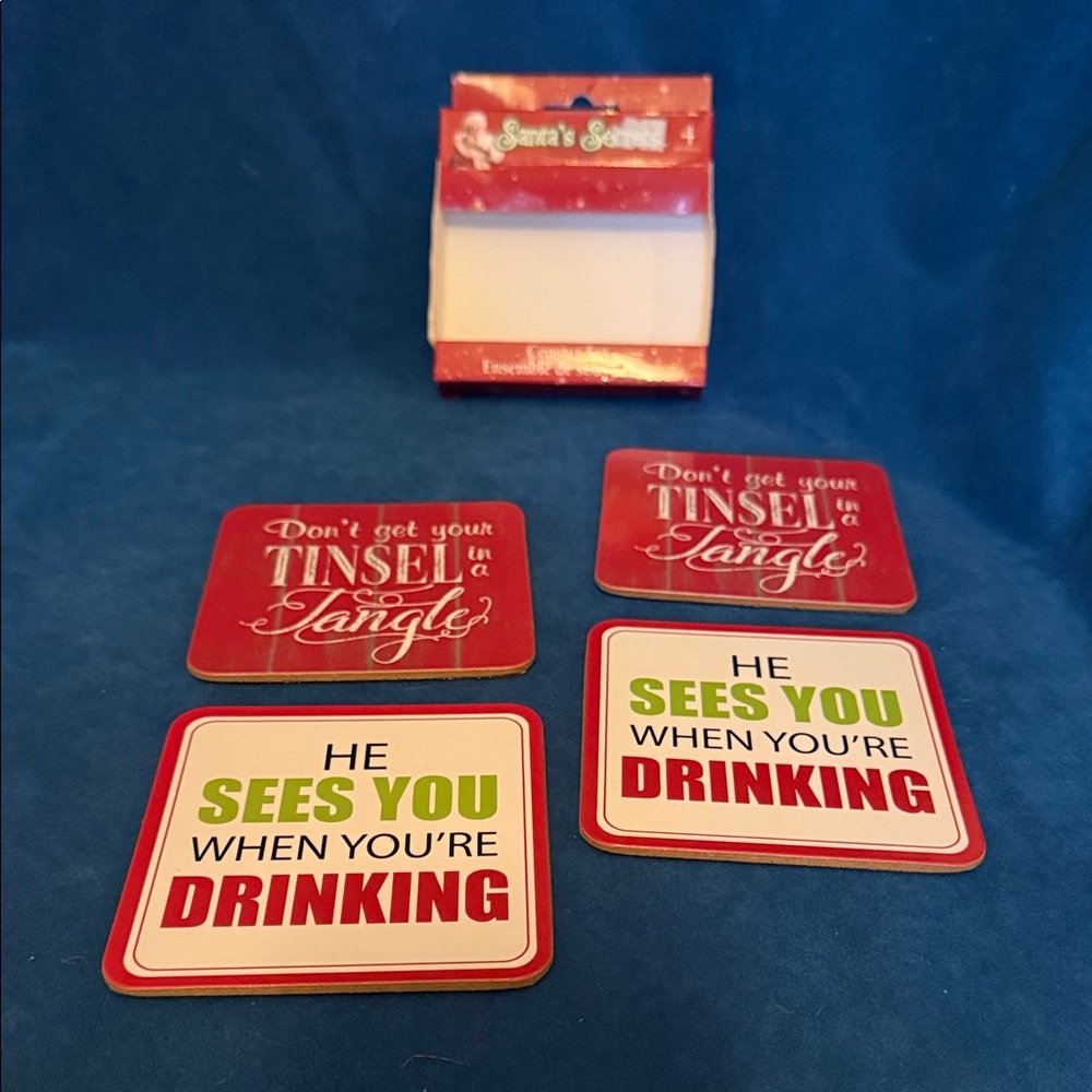 Festive Coaster Set with Humorous Quotes